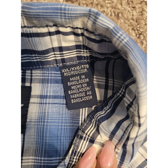 Wrangler Western Pearl Snap Plaid Long Sleeve Nutton Down Men XXL 2XL Rodeo Blue - Picture 6 of 11